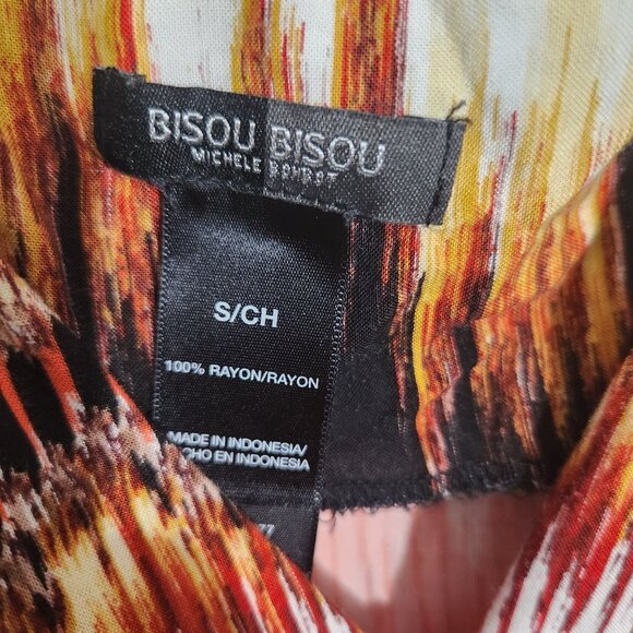 Bisou Bisou Womens S Sleeveless Rayon Tie-Dye Romper Black & Orange - Picture 2 of 13